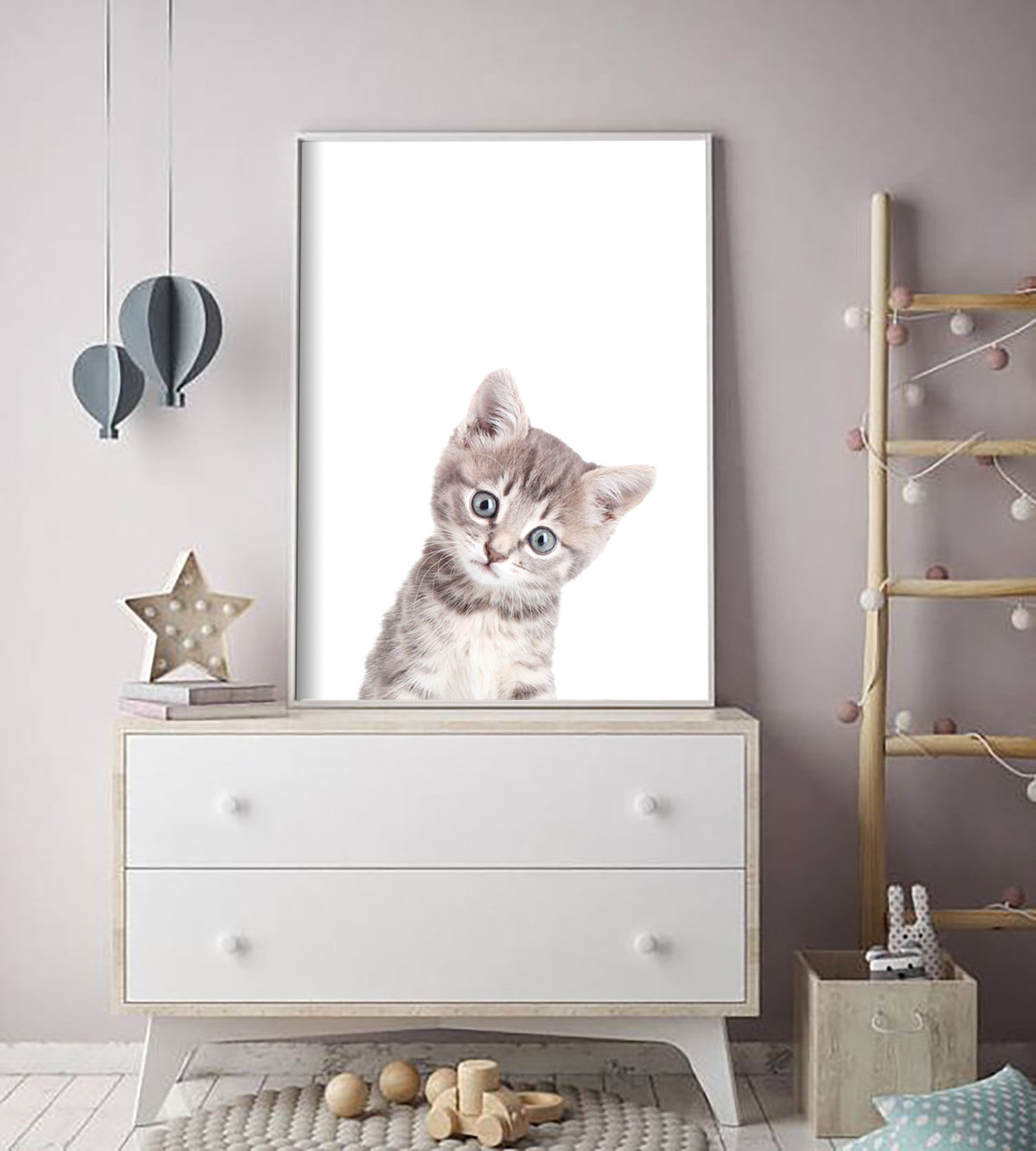 Kitten Print Baby Kitten Nursery Decor Baby Animal Kids Etsy
