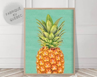 Pineapple Print, Tropical Fruit Wall Art, Kitchen Decor, Tropical Printable Large Poster, Digital Download, Modern Minimalist Kitchen Decor