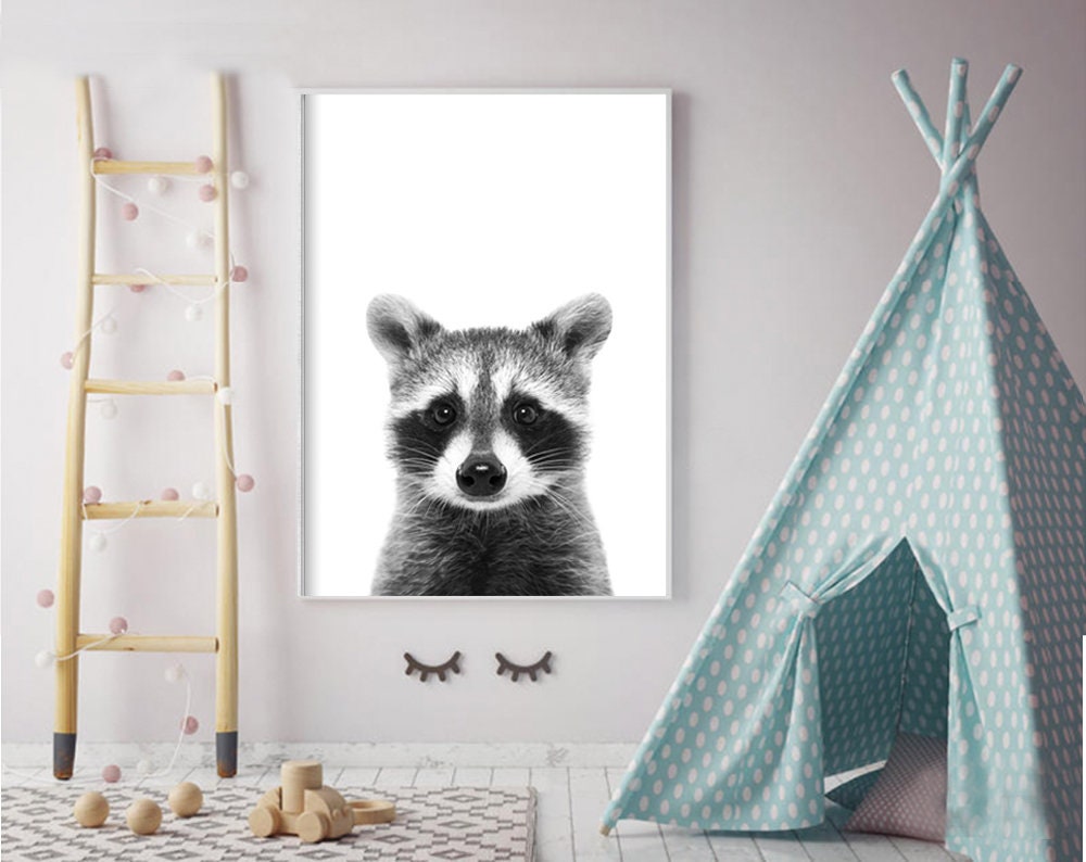 Cute Set of 6 Woodland Nursery Art Black and White Woodland Etsy