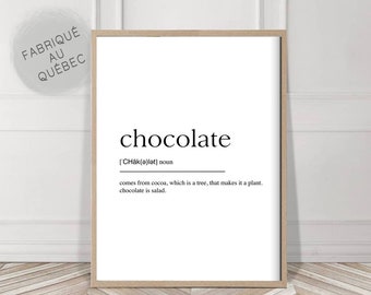 Chocolate definition, Definition Prints, Wall Art Prints, Quote Prints, food Print, Home Prints, chocolate lover, kitchen Prints