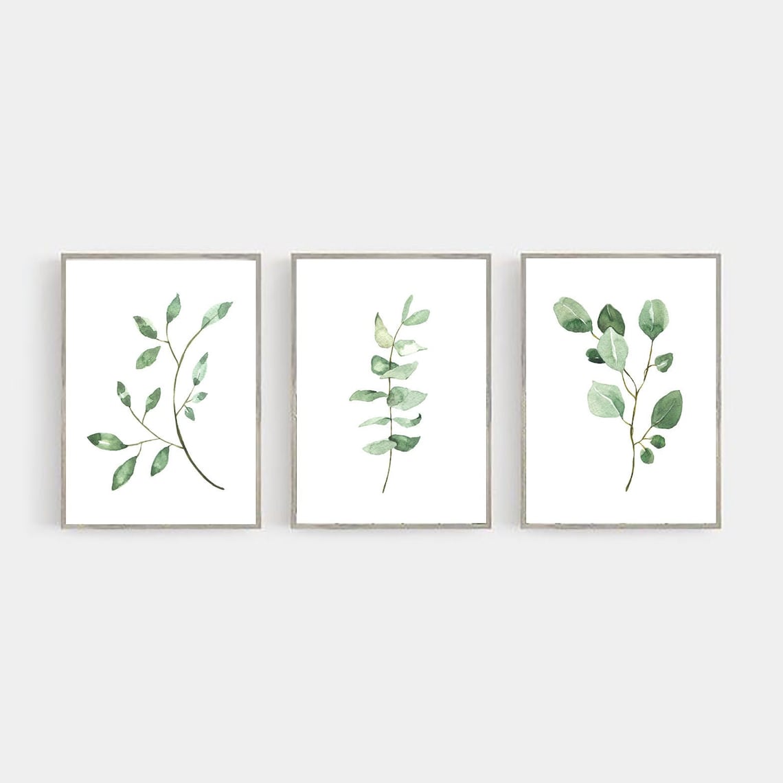 Set of 3 Botanical Print Set, Botanical Wall Art, Greenery Branches and ...