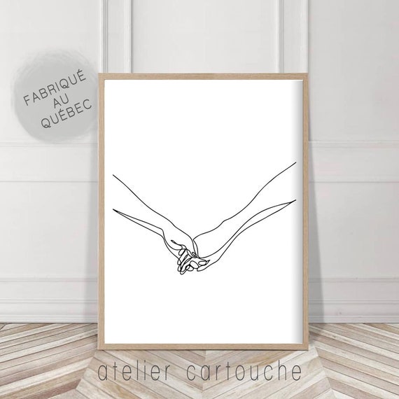 Holding hands one line Poster, Abstract art, abstract poster, modern art - Scandinavian art - Home Decor - Wall Art - Minimal Home Decor