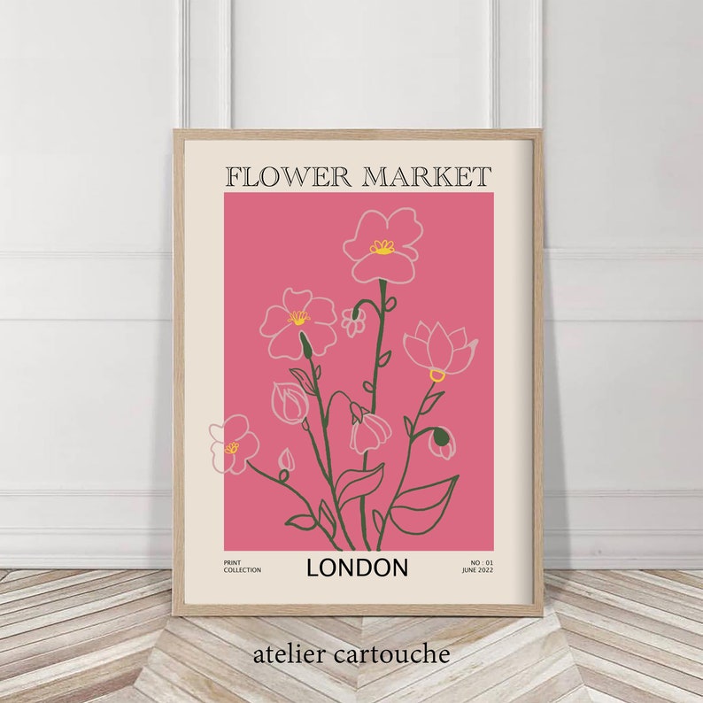 Flower Market Botanical Wall Art Flower Art Botany Art Etsy
