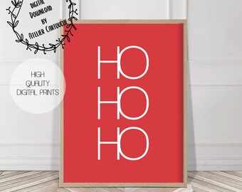 HO HO HO Christmas Printable, Christmas Decor, Christmas Download, santa stop, Christmas Print, Christmas decoration, Holiday Decor
