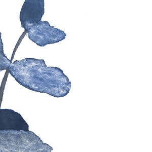 Set of 6 Indigo Blue Botanical, Home Plant Drawings Wall Art Set, Navy ...