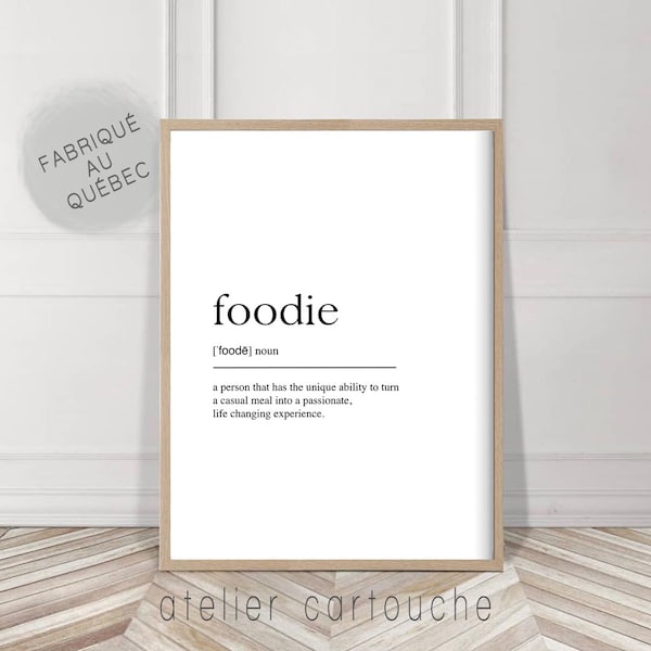 Foodie definition, Foodie Gift, Food Definition Print, Chef Wall Art, Kitchen Printable, Kitchen Wall Art, Kitchen Decor, Gift for Foodie