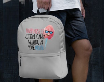 Happiness is Cotton Candy Melting In your Mouth Backpack | Back to School Backpack | Students Backpack | Kids School bag | Embroidered Bag