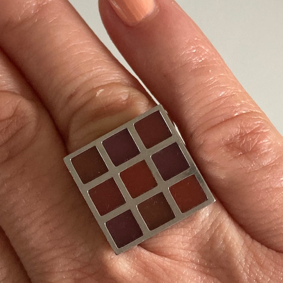 Swatch Bijou Silver Ring With Red Squares | Etsy