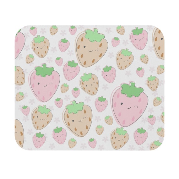 Kawaii Strawberry Mouse Pad Cute Rectangle Mouse Pad Pink Etsy