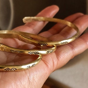 Sunrise Stamped Brass Cuff Bracelet, Solid Brass or Pure Copper, Hammered Texture, Christian, Gift of Encouragement, New Beginnings
