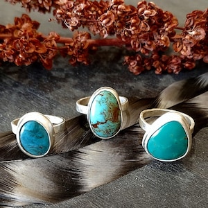 Last One! Size 6, Silver and Turquoise Ring, American Mined Stone, 925 Sterling Silver, Blue and Green