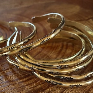 Sunrise Stamped Brass Cuff Bracelet, Solid Brass or Pure Copper ...