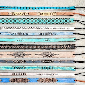 Tooled Leather Hat Band, One of a Kind, Handmade Hat Accessory