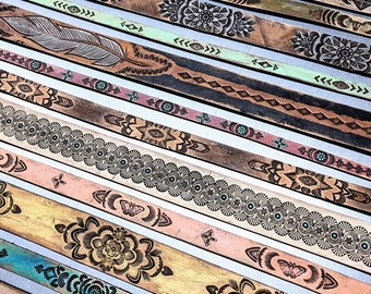 Hand Tooled Leather Hat Band, Boho Cowboy Hat Accessories