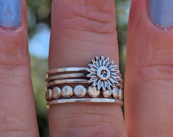 Sterling Silver Stacking Rings, Size 6.5, Set of 5 Rings
