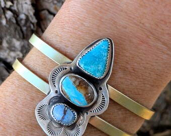Turquoise Cluster silver925 バングル Genuine Turquoise Cluster Bracelet Turquoise Sterling Silver