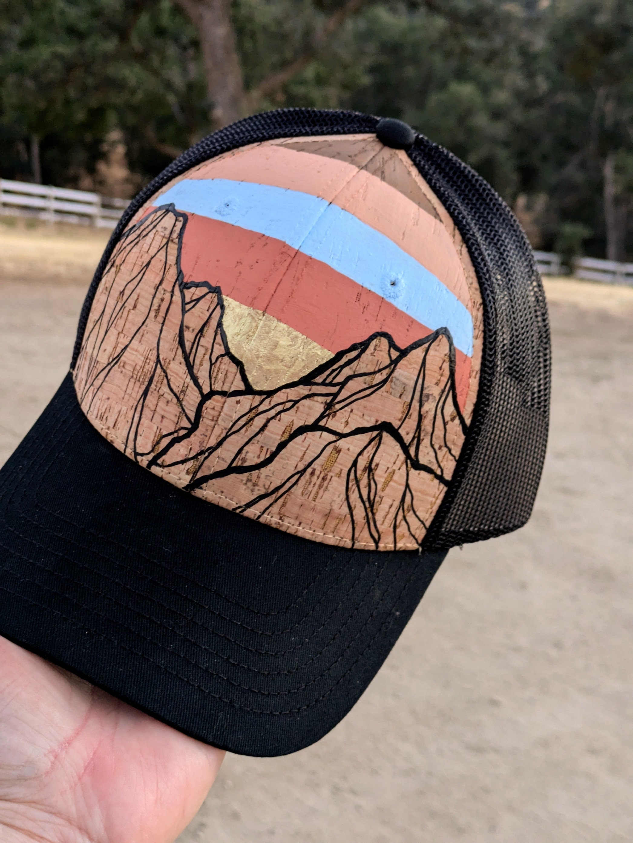 hand Painted Ooak Colorful Bee Trucker Hat Bee Happy Mesh Trucker Hat – Bee Happy Today main image 2