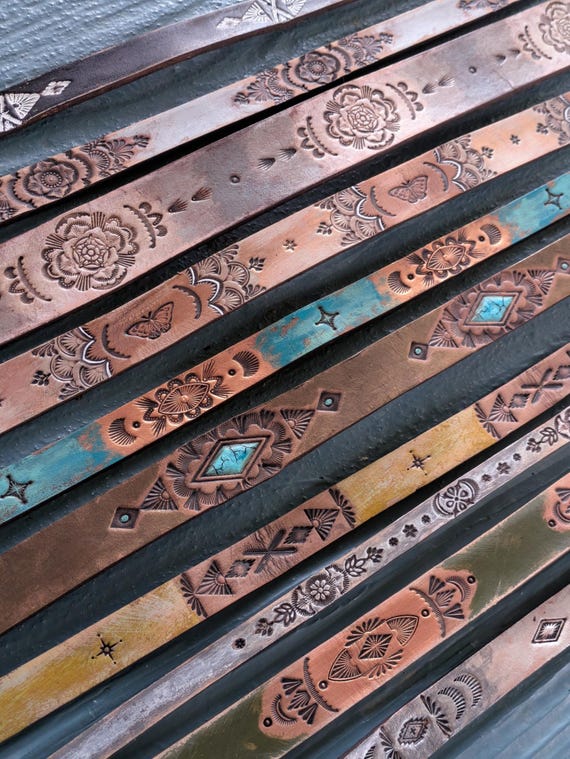 Hand Tooled Leather Hat Band, One of a Kind, Cowboy Hat 