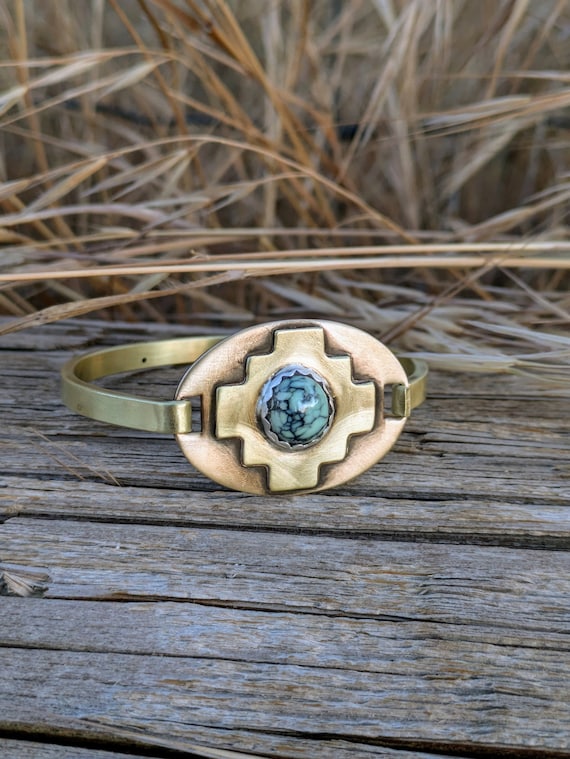 Angel Wing Variscite Bracelet, Southwestern Style, OOAK Silversmith Jewelry