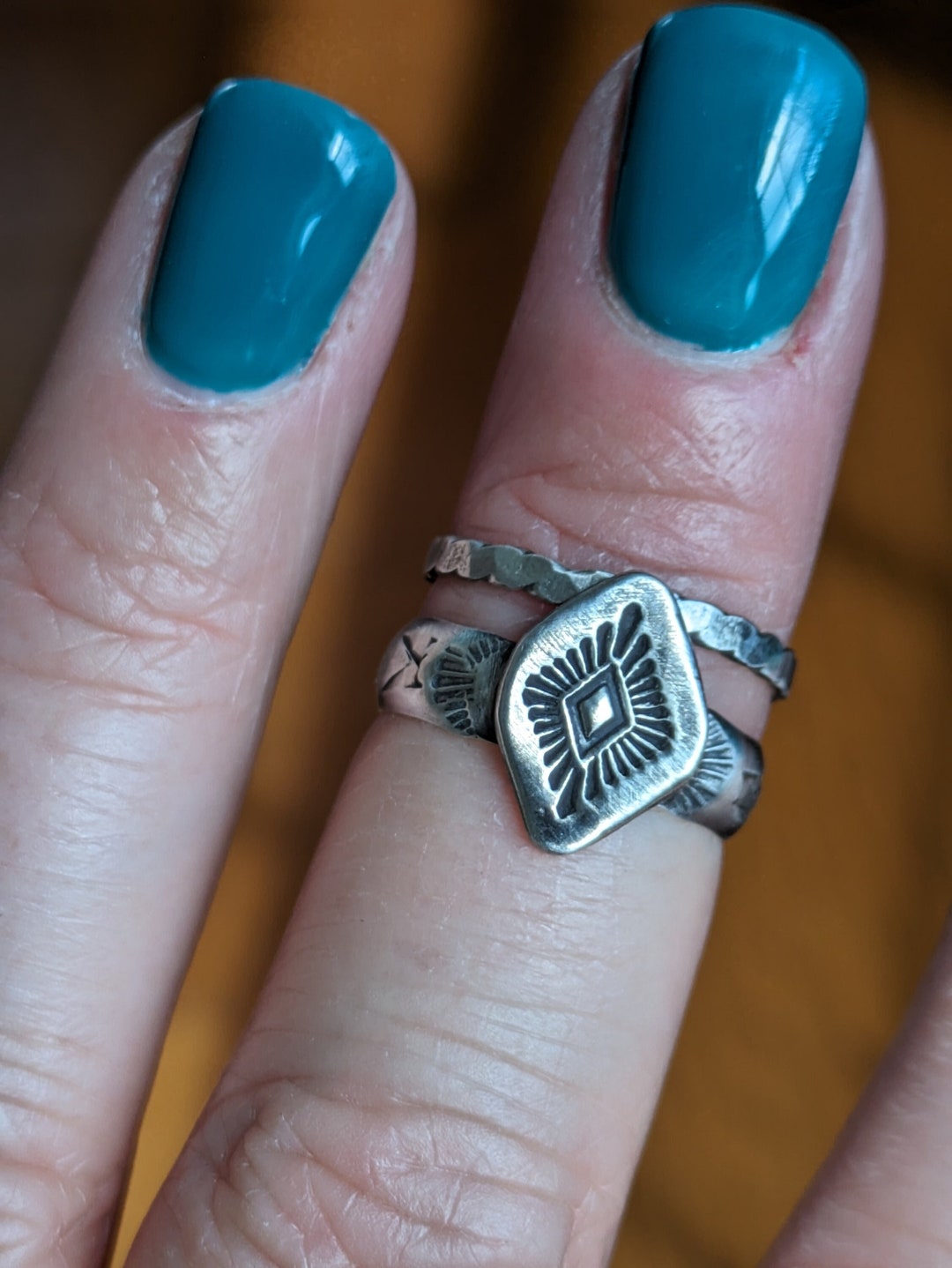 Western Stacking Rings, Set of Two, Size 5, Hand Forged - Etsy