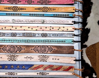 Hand Tooled Leather Hat Band, One of a Kind