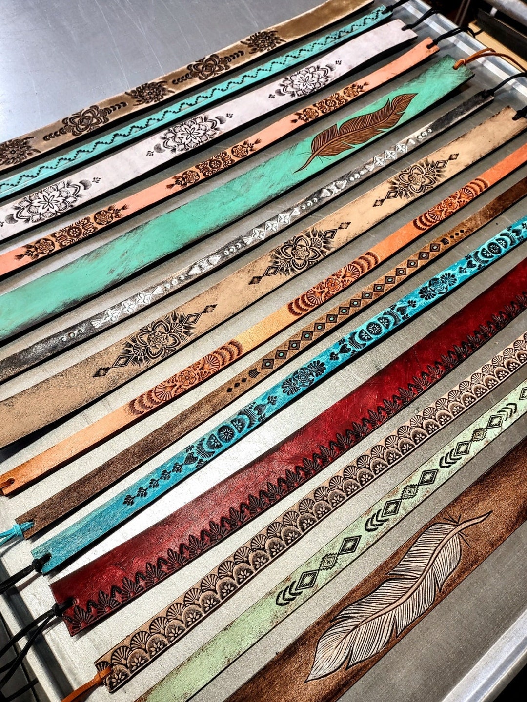 Hand Tooled Leather Hat Bands for Felt Hats, Cowgirl and Cowboy Hat Accessories, OOAK Etsy