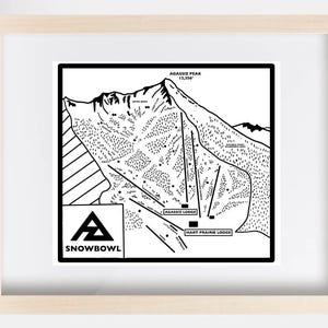Mapa de senderos Snow Bowl, arte mural, impresión digital