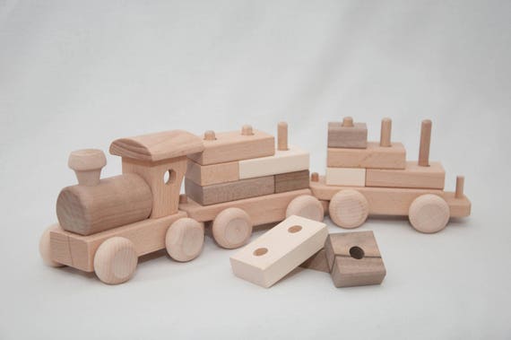 handmade wooden train set