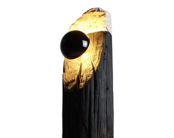 Charred totem floor lamp