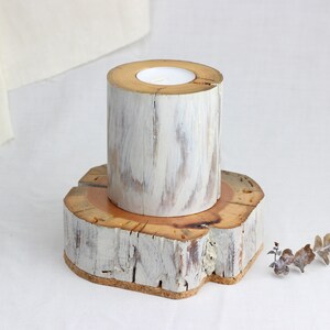 Set of 3 salvaged wood tealight holder, handmade candle holder from reclaimed wood, wabi-sabi style candle holder zdjęcie 8
