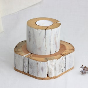 Set of 3 salvaged wood tealight holder, handmade candle holder from reclaimed wood, wabi-sabi style candle holder zdjęcie 7