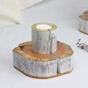 Salvaged wood tea light candle holder set of 3, wabi-sabi style tea light holder image 3