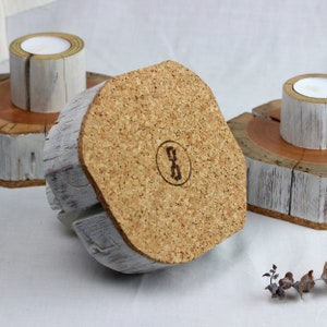 Salvaged wood tea light candle holder set of 3, wabi-sabi style tea light holder image 9