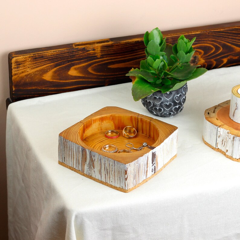 Jewellery wood tray, Wabi-sabi salvaged wood tray, Wood desk organizer, Jewelry organizer, Makeup dish, Wood bedside tray, Gift for her image 4