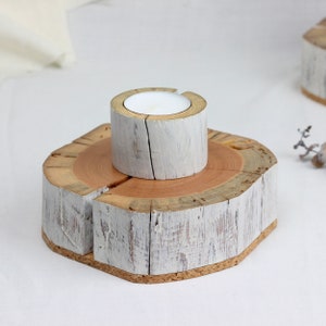 Salvaged wood tea light candle holder set of 3, wabi-sabi style tea light holder image 5