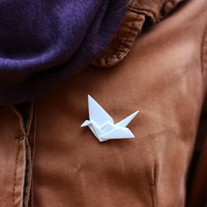 origami brooch, origami crane, ceramic jewelry, ceramic brooch, nature accessories, unique gift for her, gift for girl, origami bird