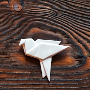 Origami brooch, origami marlet, origami bird, ceramic jewelry, ceramic brooch, nature accessories, ceramic pin, origami pin, bird brooch