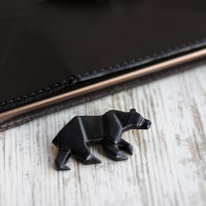 Origami Bear, origami brooch, origami pin, origami animal, ceramic brooch, ceramic jewelry, modern brooch, unique gift, animal pin