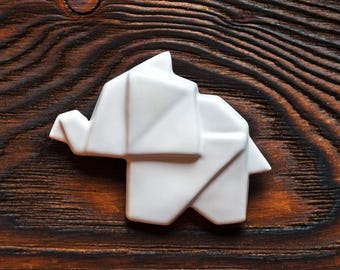 Spilla in ceramica Origami Elefante Spilla Origami Elefante Spilla Gioielli in ceramica Accessori naturali Regalo unico per lei
