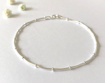 Sterling Silver Simple Snake Chain Anklet, Silver Ankle Chain, Sterling Silver Ankle Bracelet