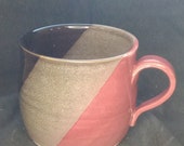 Large Raspberry, black and gray stoneware mug - Artisan Made