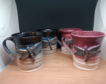 Medium Handmade Stoneware Mug - Dragonfly