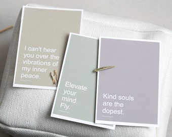 AFFIRMATION CARDS - Set of 3 // Yoga Motivational Gift-Mindful Positivity Postcards-Spiritual Anxiety Prints-Minimalist Self Care Home Decor