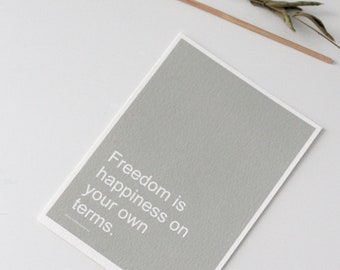 FREEDOM Affirmation Card//Motivational Quotes-Mental Health Gift Self-Love Note Cards-Mindful Motivational Prints-Minimalist Quote Post Card