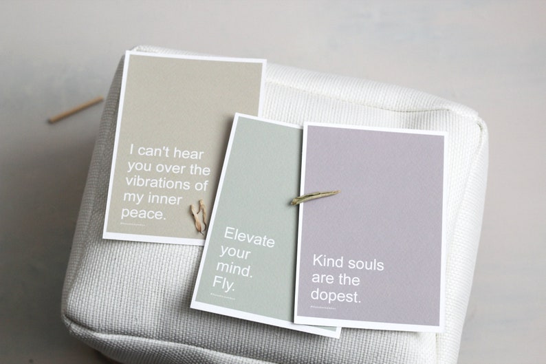 AFFIRMATION CARDS Set of 3 // Yoga Motivational Gift-Mindful Positivity Postcards-Spiritual Anxiety Prints-Minimalist Self Care Home Decor image 1