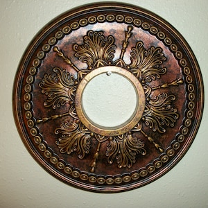Gorgeous New 14" Tuscan Hand Painted Ceiling Medallion Bronze Copper Gold Home Decor