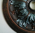 Elegant and Stunning!  You will TOTALLY LOVE this  Hand Painted Turquoise & Copper Ceiling Medallion 20" Chandelier Lighting Trim Home Decor