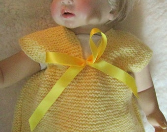 Baby Hänger, Kleidchen, Rock in gelb gestrickt, ab ca. 3 Mon.