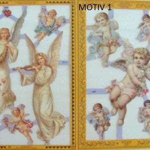 1 Doppelbogen Glanzbilder / Oblaten, 4 Motiv Bögen zur Auswahl Motiv 1