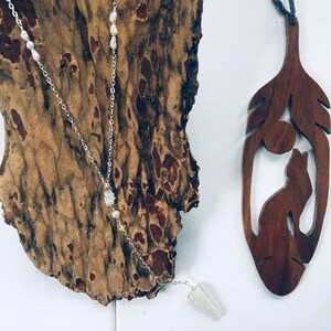 Druzy and Silver Lariat Necklace